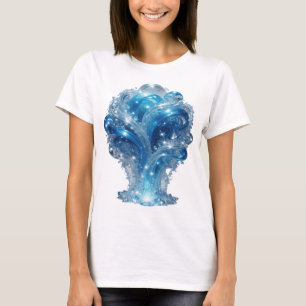 Camiseta Arte de Texto 3D Azul Tendência ELEMENTO ÁGUA