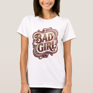 Camiseta Arte de texto 3D Chic Gold BAD GIRL