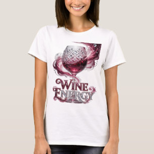 Camiseta Arte de texto 3D Chic Silver WINE ENERGY