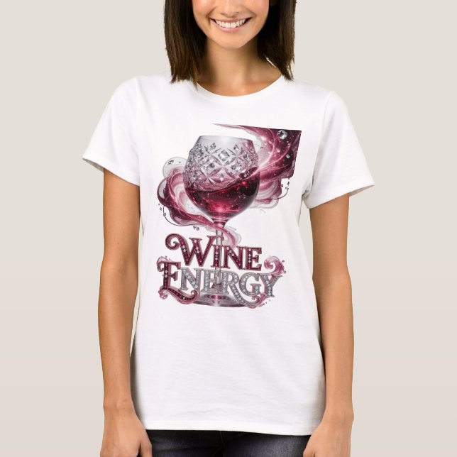 Camiseta Arte de texto 3D Chic Silver WINE ENERGY (Frente)