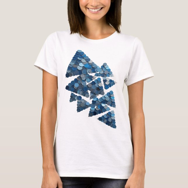 Camiseta Arte de texto 3D cinza Statement BLUE TREE (Frente)
