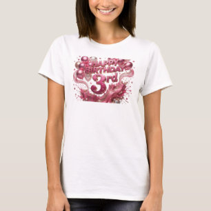 Camiseta Arte de Texto 3D Clássico Vermelho FELIZ ANIVERSÁR
