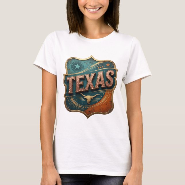 Camiseta Arte de Texto 3D Cool Gold TEXAS (Frente)