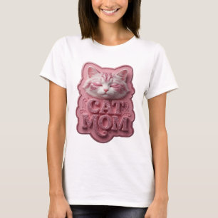 Camiseta Arte de texto 3D cor-de-rosa Artística GATA MÃE