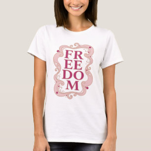 Camiseta Arte de texto 3D de FREEDOM cor-de-rosa com estilo