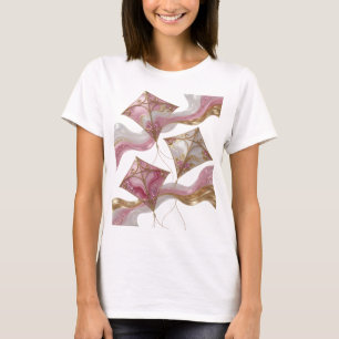Camiseta Arte de texto 3D de pipa dourada elegante VOANDO N