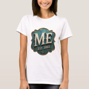 Camiseta Arte de Texto 3D Dynamic Gold ME EST 2003