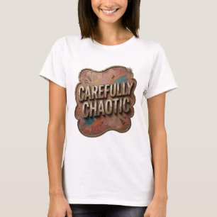 Camiseta Arte de texto 3D Edgy Gold CAREFULLY CHAOTIC