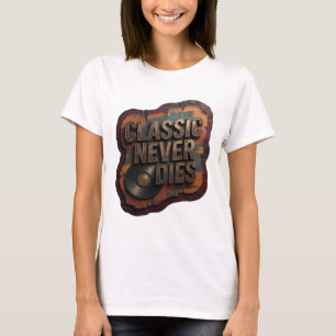 Camiseta Arte de texto 3D Edgy Gold CLASSIC NEVER DIES