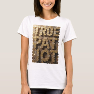 Camiseta Arte de texto 3D Edgy Gold TRUE PATRIOT