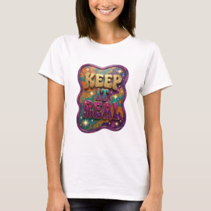 Camiseta Arte de Texto 3D Elegante Dourado MANTENHA REAL