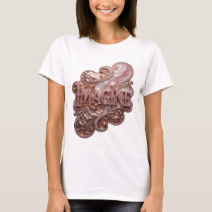 Camiseta Arte de texto 3D elegante em ouro IMAGINE