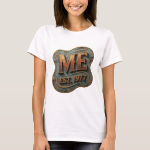 Camiseta Arte de texto 3D em dourado Edgy ME EST 1977