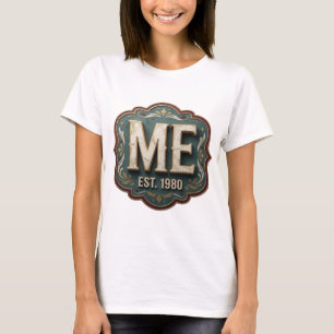 Camiseta Arte de texto 3D em dourado vibrante ME EST 1980