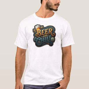 Camiseta Arte de texto 3D em laranja ousado CERVEJA E RELAX