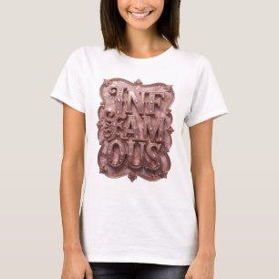 Camiseta Arte de texto 3D em ouro acentuado INFAMOUS