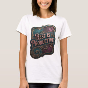 Camiseta Arte de texto 3D em ouro brilhante REST É PRODUTIV