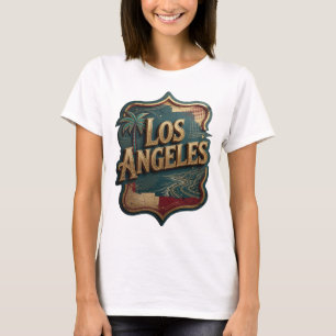 Camiseta Arte de texto 3D em Ouro Dinâmico LOS ANGELES