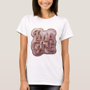 Camiseta Arte de Texto 3D em Ouro Fresco IMAGINE