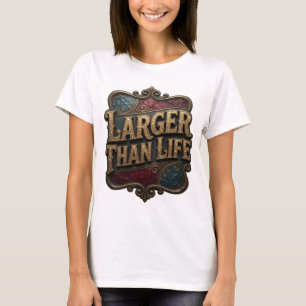 Camiseta Arte de texto 3D em ouro lindo MAIOR QUE A VIDA