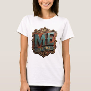 Camiseta Arte de texto 3D em ouro lindo ME EST 1982