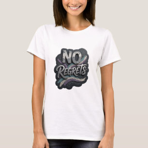 Camiseta Arte de Texto 3D em Prata Afiada SEM ARREPENDIMENT