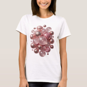 Camiseta Arte de texto 3D em prata com BOLHAS DE VIDRO ROSA
