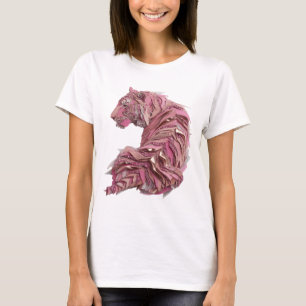 Camiseta Arte de texto 3D em prata dinâmica TIGRE ROSA