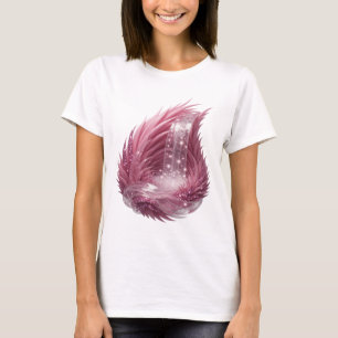 Camiseta Arte de Texto 3D em Prata Fresca PINK FAIRY WATERF