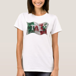 Camiseta Arte de texto 3D em prata moderna ITÁLIA