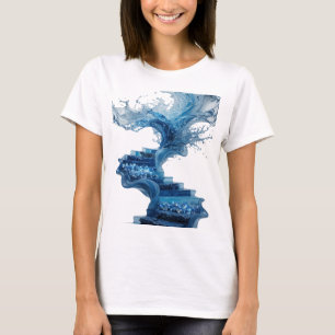 Camiseta Arte de texto 3D em prata vibrante ÁGUA DÁ VIDA AO