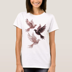 Camiseta Arte de texto 3D em Prata Vibrante ROSA OURO PÁSSA