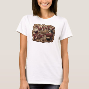 Camiseta Arte de texto 3D em rosa Artístico VINHO CURA TUDO