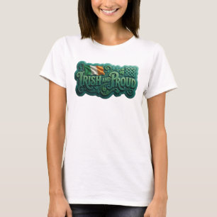 Camiseta Arte de Texto 3D em Verde Teal Artístico ORGULHOSA