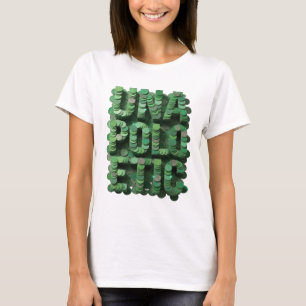 Camiseta Arte de texto 3D espirituosa verde UNA POLLO EPI