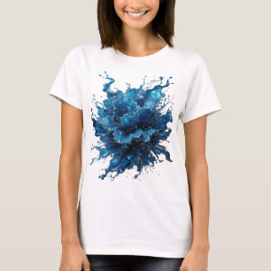 Camiseta Arte de Texto 3D Flores de Água Prata Snappy