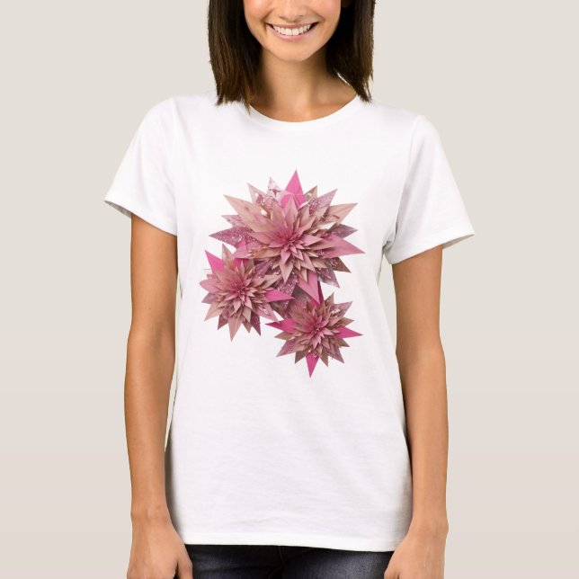 Camiseta Arte de Texto 3D FLORES Prata Ousada (Frente)