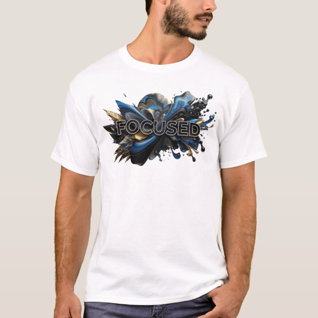 Camiseta Arte de texto 3D FOCADO da Marinha Moderna (Frente)