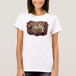 Camiseta Arte de texto 3D GIVE TO THE POUR em Ouro Bonito