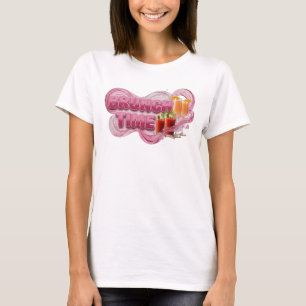 Camiseta Arte de Texto 3D Hora do Brunch Rosa Marcante