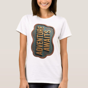 Camiseta Arte de texto 3D Laranja Intenso AVENTURA ESPERA