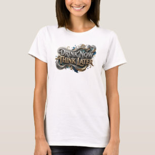 Camiseta Arte de texto 3D LARANJA LIMPA BEBER AGORA PENSE D