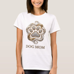 Camiseta Arte de texto 3D Mãe de cachorro em ouro divertida