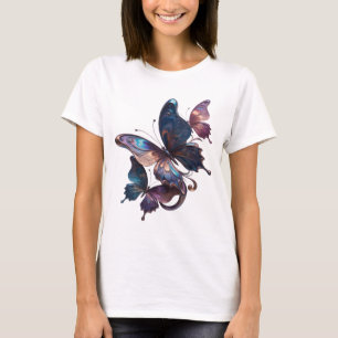 Camiseta Arte de texto 3D MÁGICA DE BORBOLETA Prata Engraça