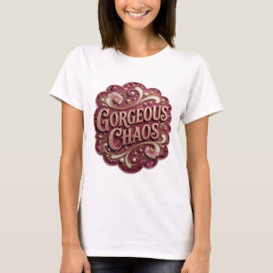 Camiseta Arte de texto 3D Ouro Nítido CAOS MAGNÍFICO