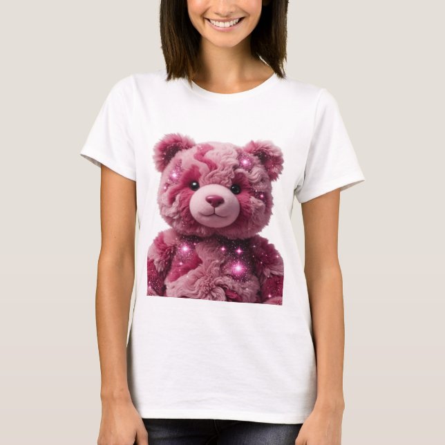 Camiseta Arte de Texto 3D Rosa Chamativo SPACE BEAR (Frente)