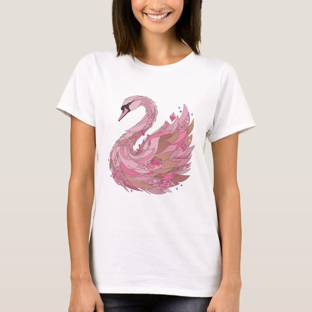 Camiseta Arte de Texto 3D Rosa Chic PINK SWAN (Frente)