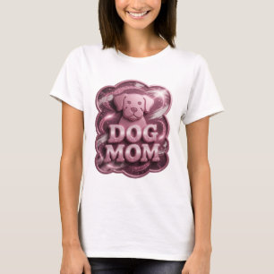 Camiseta Arte de Texto 3D Rosa Legal MÃE DE CACHORRO