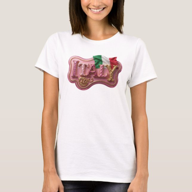 Camiseta Arte de texto 3D rosa STATEMENT ITÁLIA (Frente)