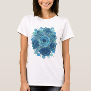 Camiseta Arte de texto 3D ROSAS E BOLHAS AZUIS Modernas